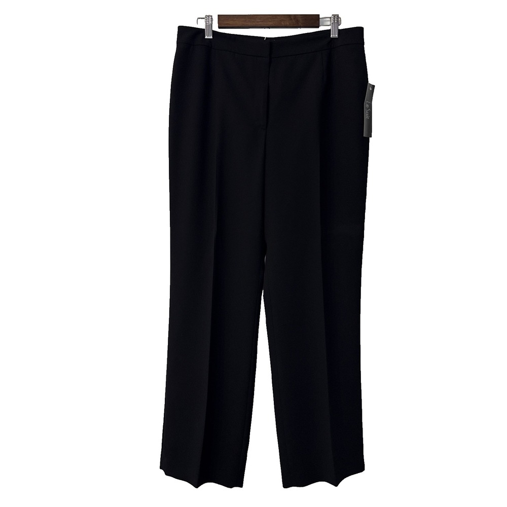 NEW Le Suit trouser pants women's 12 black straight leg business office career